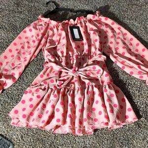 PINK polka dot mini dress..sz 12